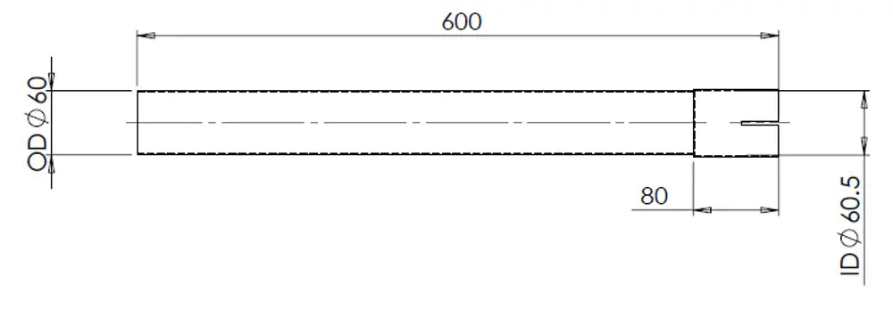 Tubo di prolunga, OD/ID= 60/60.5 / L=600, ALU - 93660