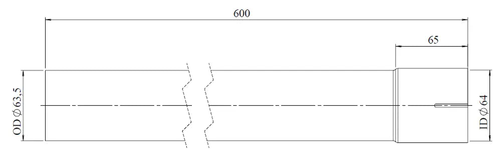 Tubo di prolunga, OD/ID= 64/63.5 / L=600, ALU - 93664