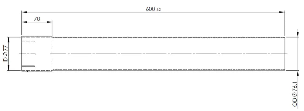 Tubo di prolunga, OD/ID= 76.2/76.7 / L=600, ALU - 93676