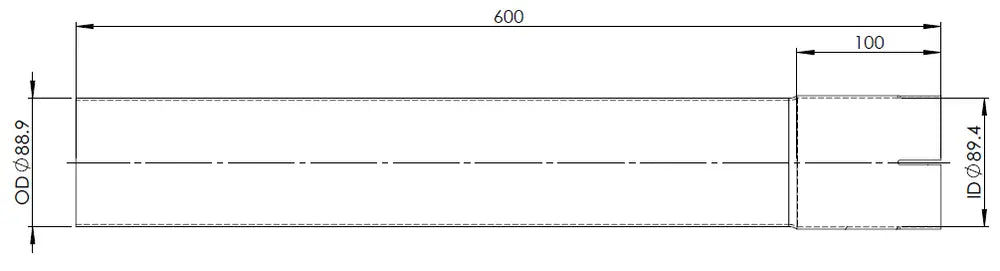 Tubo di prolunga, OD/ID= 88.9/89.4 / L=600, ALU - 93689