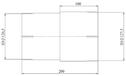 Adattatore per tubo ID/ID=120.5/127.5 L=200, ALU - 93720