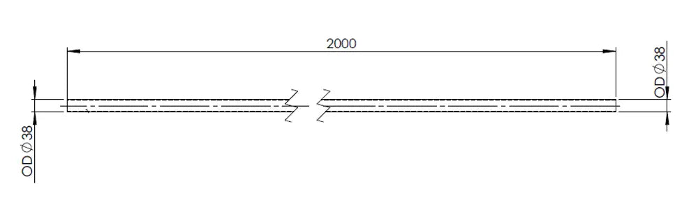 Tubo di scarico, OD=38 / L=2000, ALU - 93738