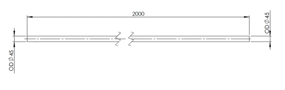Tubo di scarico, OD=45 / L=2000, ALU - 93745