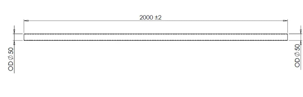 Tubo di scarico, OD=50 / L=2000, ALU - 93750