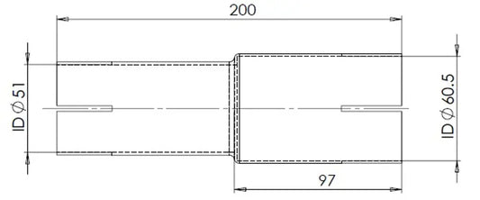 Adattatore per tubo ID/ID=51/60.5 L=200, ALU - 93751