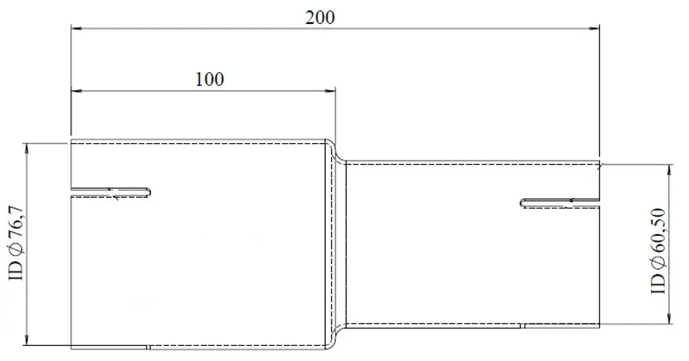 Adattatore per tubo ID/ID=60.5/76.7 L=200, ALU - 93762