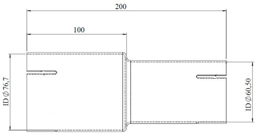 Adattatore per tubo ID/ID=60.5/76.7 L=200, ALU - 93762