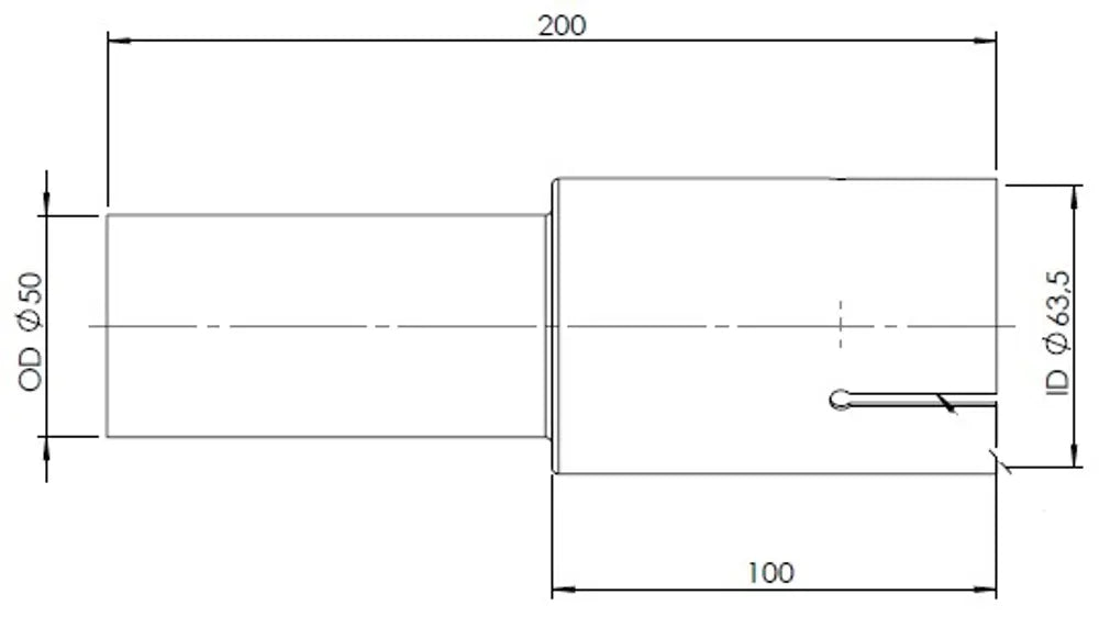 Adattatore per tubo, ID/OD=63.5/50 L= 200, INOX - 93767