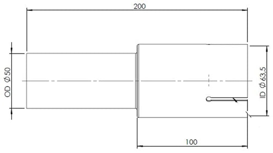 Adattatore per tubo, ID/OD=63.5/50 L= 200, INOX - 93767