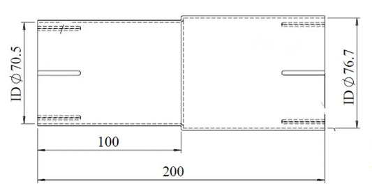 Adattatore per tubo ID/ID=70.5/76.7 L=200, ALU - 93770