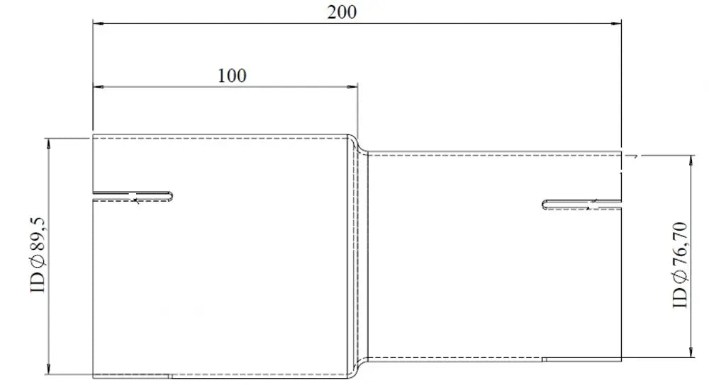 Adattatore per tubo ID/ID=76.7/89.5 L=200, ALU - 93776
