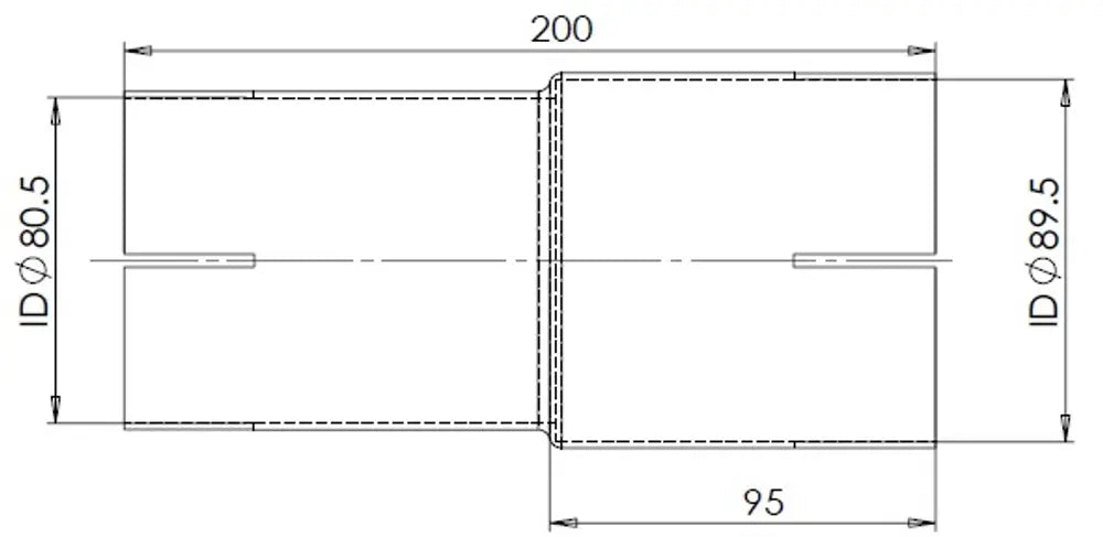 Adattatore per tubo ID/ID=80.5/89.5 L=200, ALU - 93780