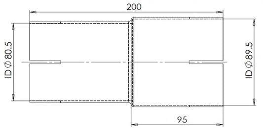 Adattatore per tubo ID/ID=80.5/89.5 L=200, ALU - 93780