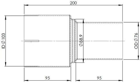 Adattatore per tubo, ID/OD=103/76 L= 200, ALU - 93783