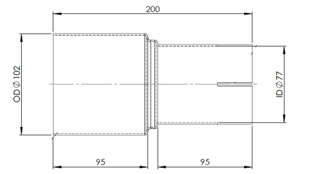 Adattatore per tubo, ID/OD=77/102 L= 200, ALU - 93785