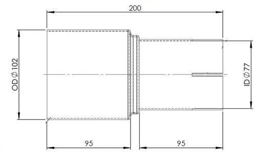 Adattatore per tubo, ID/OD=77/102 L= 200, ALU - 93785