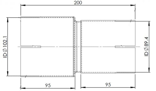 Adattatore per tubo ID/ID=89.4/102.1 L=200, ALU - 93789