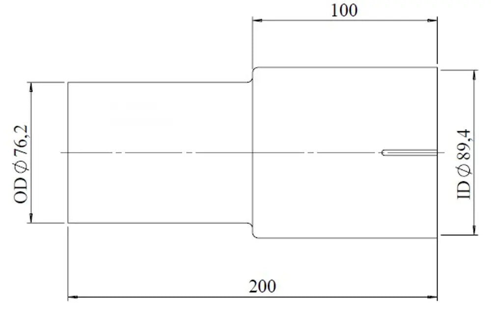 Adattatore per tubo, ID/OD=89.4/76.2 L= 200, ALU - 93790