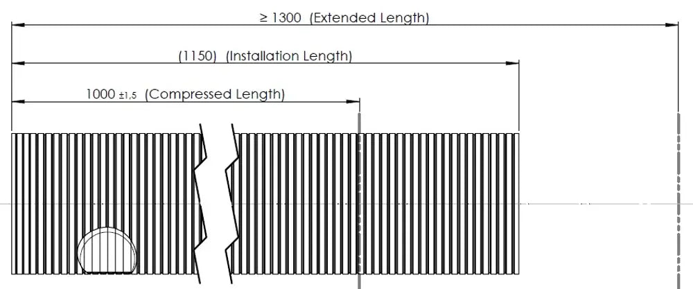 Tubo flessibile, D2S+, OD/ID=131.7/128.3 L=1000, ZINC - 94127