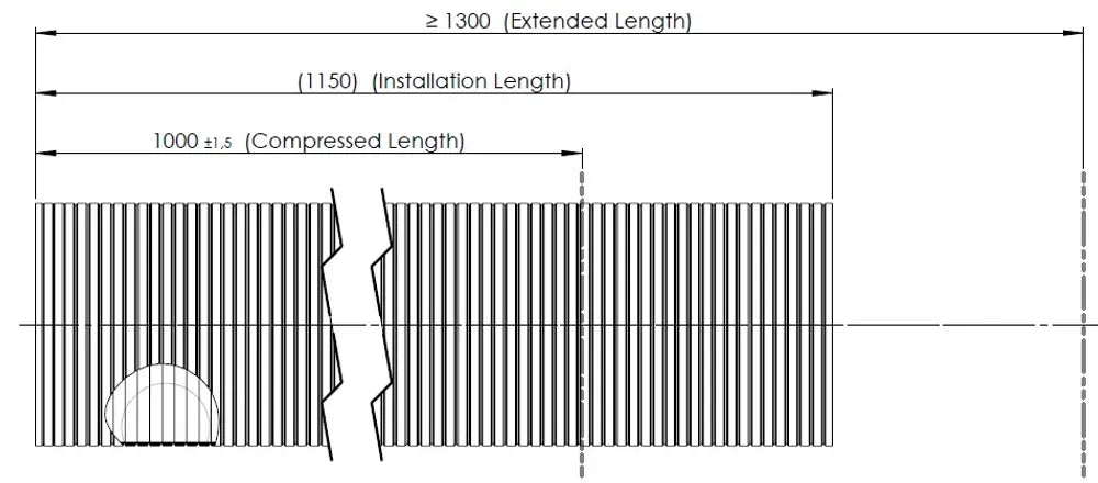Tubo flessibile, D2S+, OD/ID=144.4/141  L=1000, ZINC - 94140