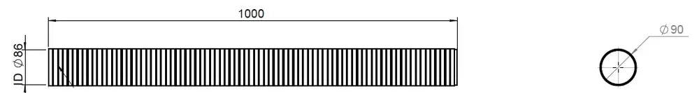 Tubo flessibile, D2S, OD/ID=90/86  L=1000, ZINC - 94185