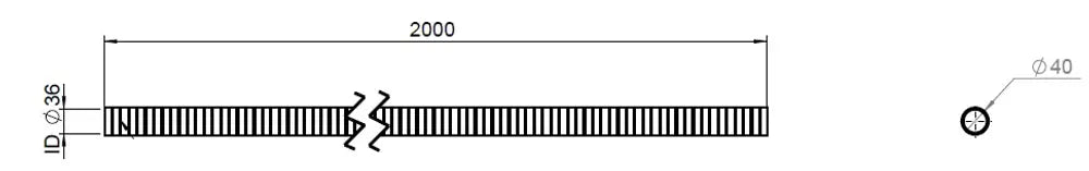 Tubo flessibile, D2S, OD/ID=40/36  L=2000, ZINC - 94235