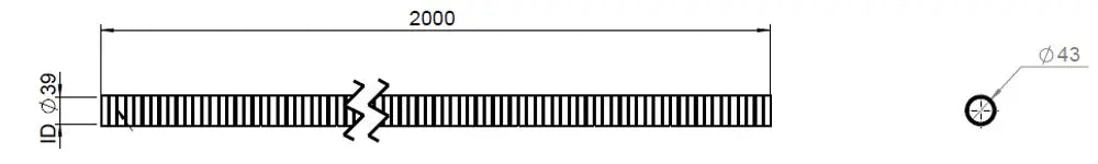 Tubo flessibile, D2S, OD/ID=43/39  L=2000, ZINC - 94238