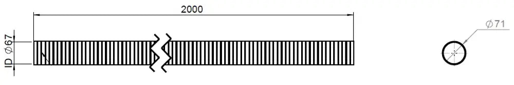 Tubo flessibile, D2S, OD/ID=71/67  L=2000, ZINC - 94267