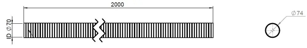 Tubo flessibile, D2S, OD/ID=74/70  L=2000, ZINC - 94270