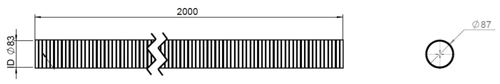 Tubo flessibile, D2S, OD/ID=87/83  L=2000, ZINC - 94283