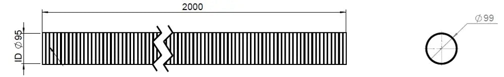 Tubo flessibile, D2S, OD/ID=99/95  L=2000, ZINC - 94295