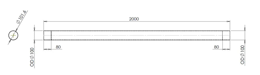 Tubo di scarico, OD=100 / L=2000, ALU - 94700