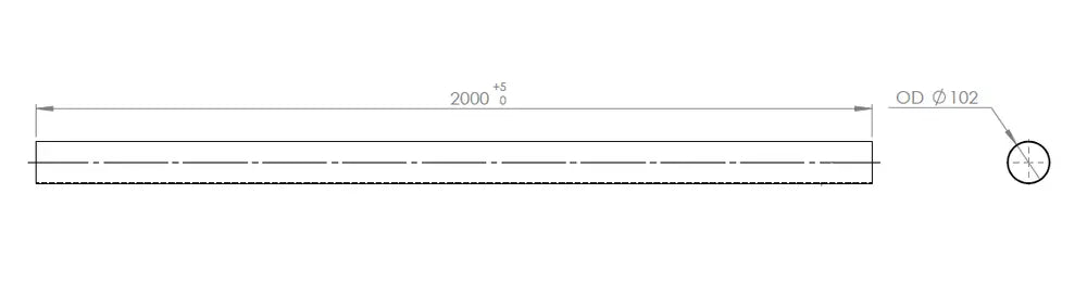 Tubo di scarico, OD=101.6 / L=2000, ALU - 94703