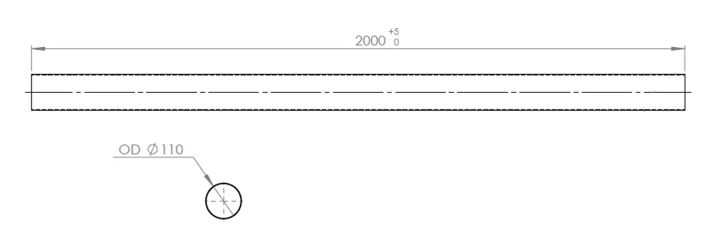 Tubo di scarico, OD=110 / L=2000, ALU - 94710