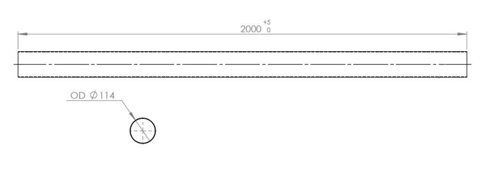 Tubo di scarico, OD=114.3 / L=2000, ALU - 94715