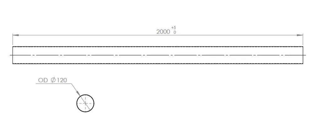 Tubo di scarico, OD=120 / L=2000, ALU - 94720
