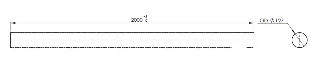 Tubo di scarico, OD=127 / L=2000, ALU - 94727