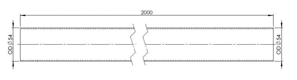 Tubo di scarico, OD=54 / L=2000, ALU - 94754