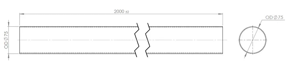 Tubo di scarico, OD=75 / L=2000, ALU - 94774