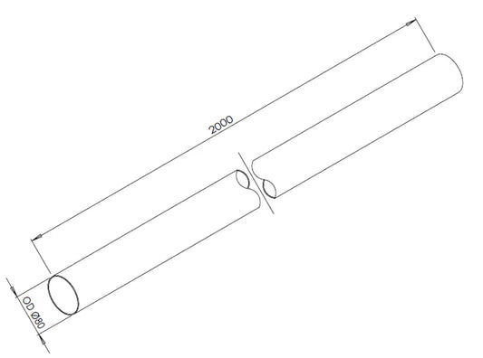Tubo di scarico, OD=80 / L=2000, ALU - 94780