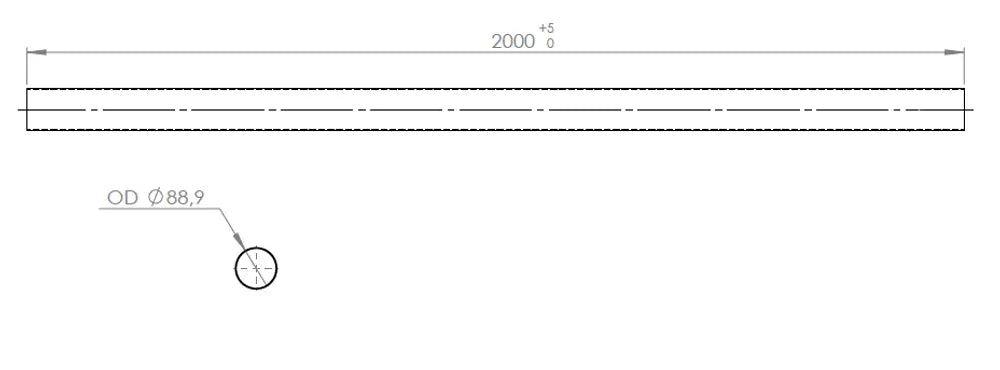 Tubo di scarico, OD=88.9 / L=2000, ALU - 94790