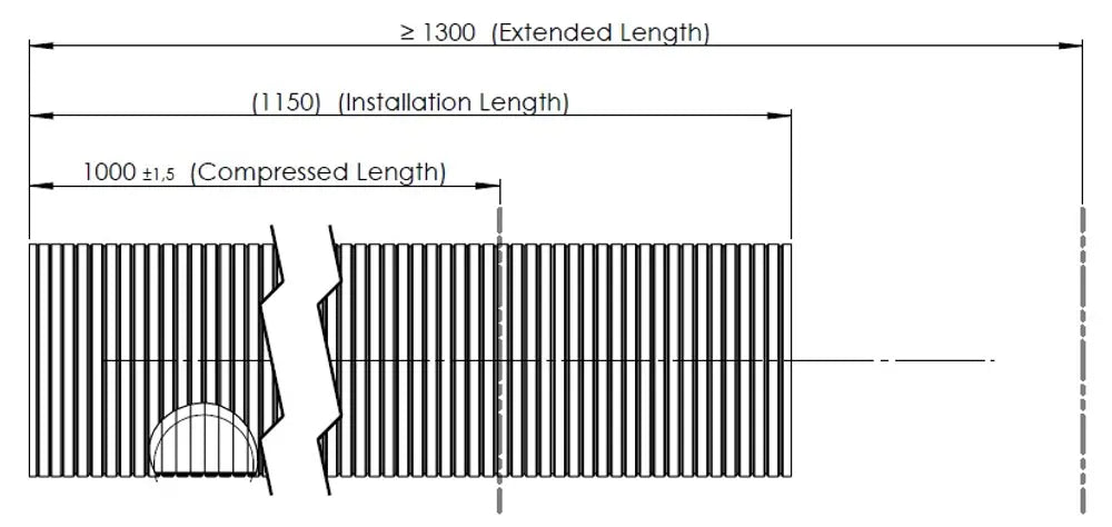 Tubo flessibile, D2S+, OD/ID=118.9/115.5 L=1000, SS - 95114