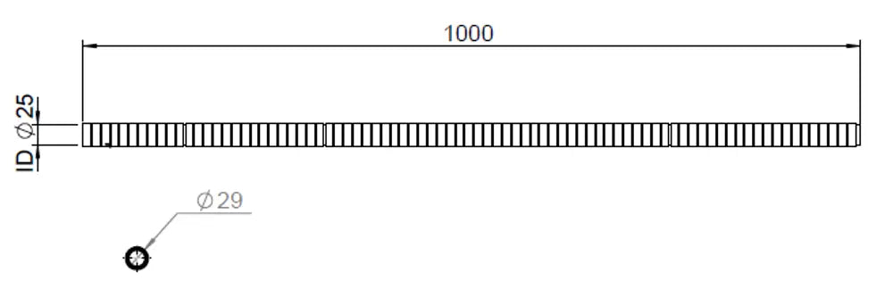 Tubo flessibile, D2S, OD/ID=29/25 L=1000, SS - 95125