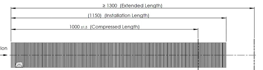Tubo flessibile, D2S+, OD/ID=131.7/128.3  L=1000, SS - 95127