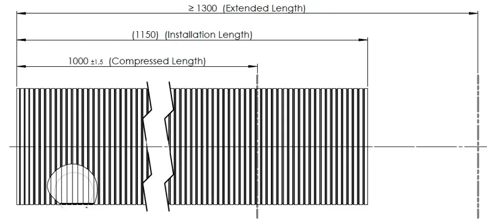 Tubo flessibile, D2S+, OD/ID=157.2/153.8 L=1000, SS - 95153
