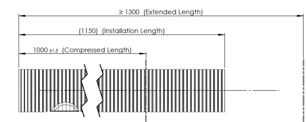 Tubo flessibile, D2S+, OD/ID=80.5/77.1 L=1000, SS - 95176