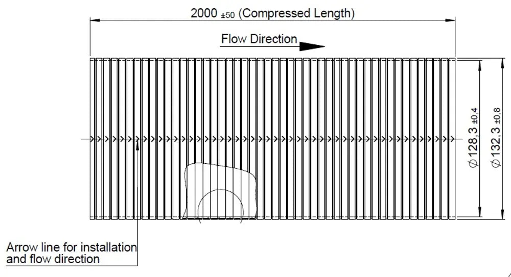 Flessibile Manicotto, D3S, OD/ID=132.3/128.3 L=2000, SS - 95219
