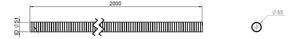 Tubo flessibile, D2S, OD/ID=55/51 L=2000, SS - 95251