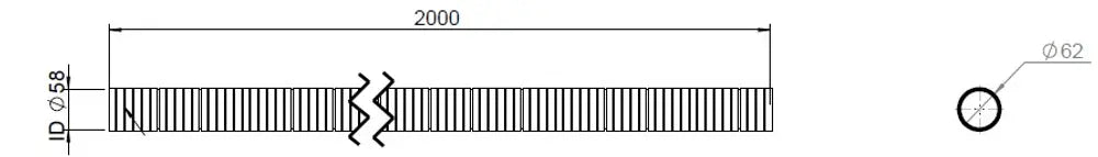 Tubo flessibile, D2S, OD/ID=62/58 L=2000, SS - 95257