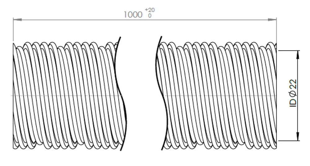 Tubo flessibile, AHE, ID=22 L=1000, SS - 95279